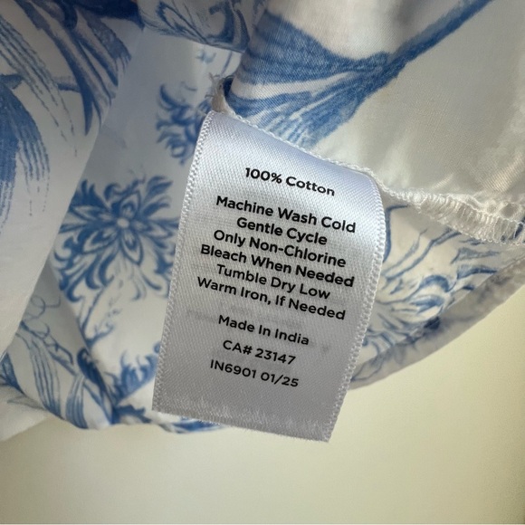 Talbots Tie Front Top Ocean Flora Toile Victorian Tapestry Whimsical Fairy PS - Picture 5 of 10